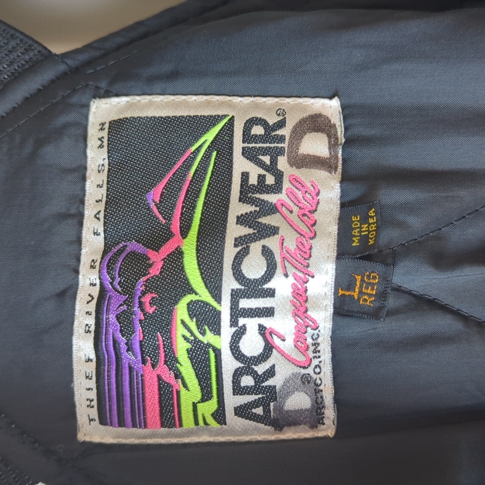 Vintage 90s Arctic Cat Leather Snowmobile Insulated Overalls - Picture 2 of 16